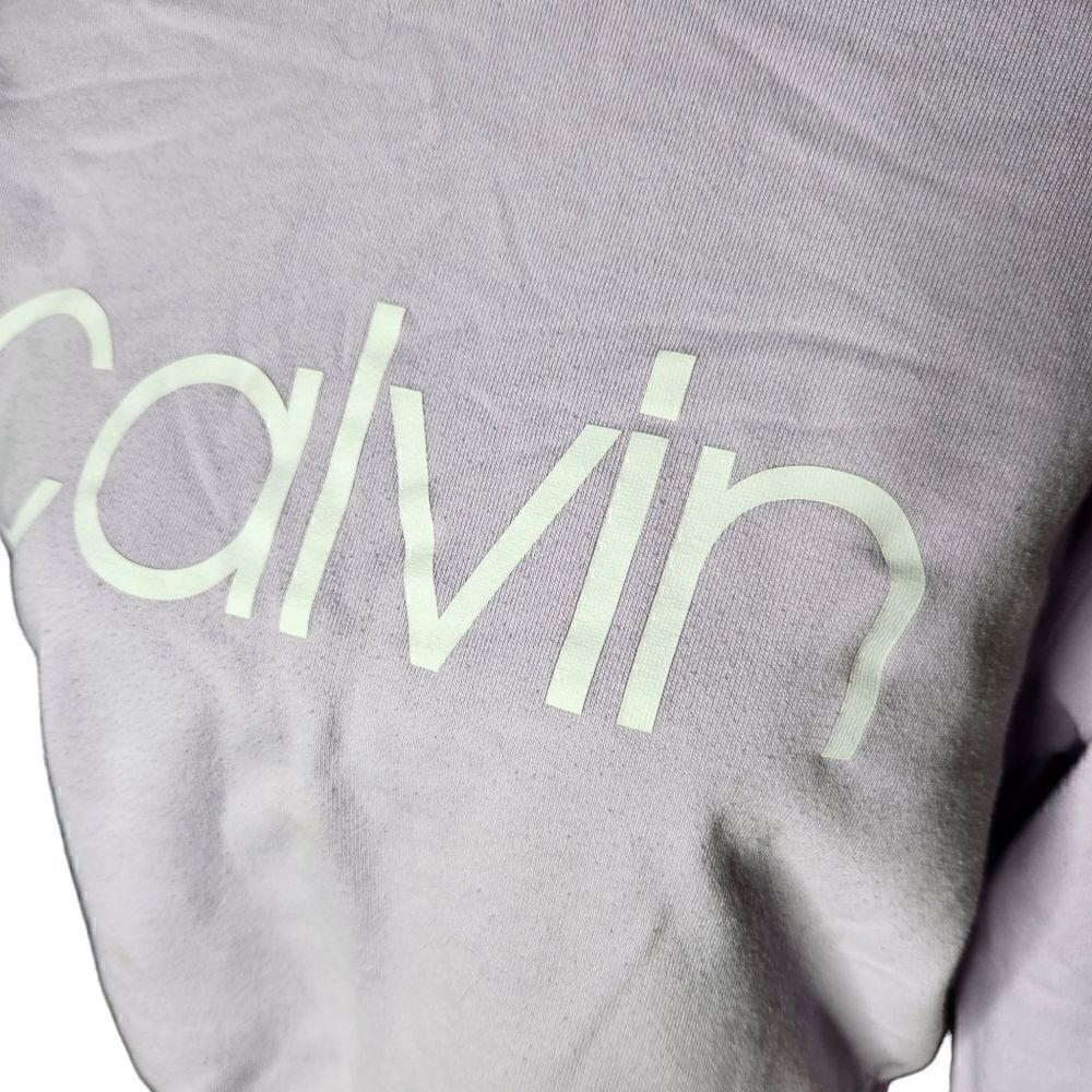 Calvin Klein Crop Sweatshirt Womens Large Purple Big Logo Performance - Picture 2 of 7